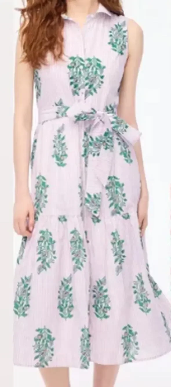J. Crew Floral Print Striped Midi Shirt Dress sz 4